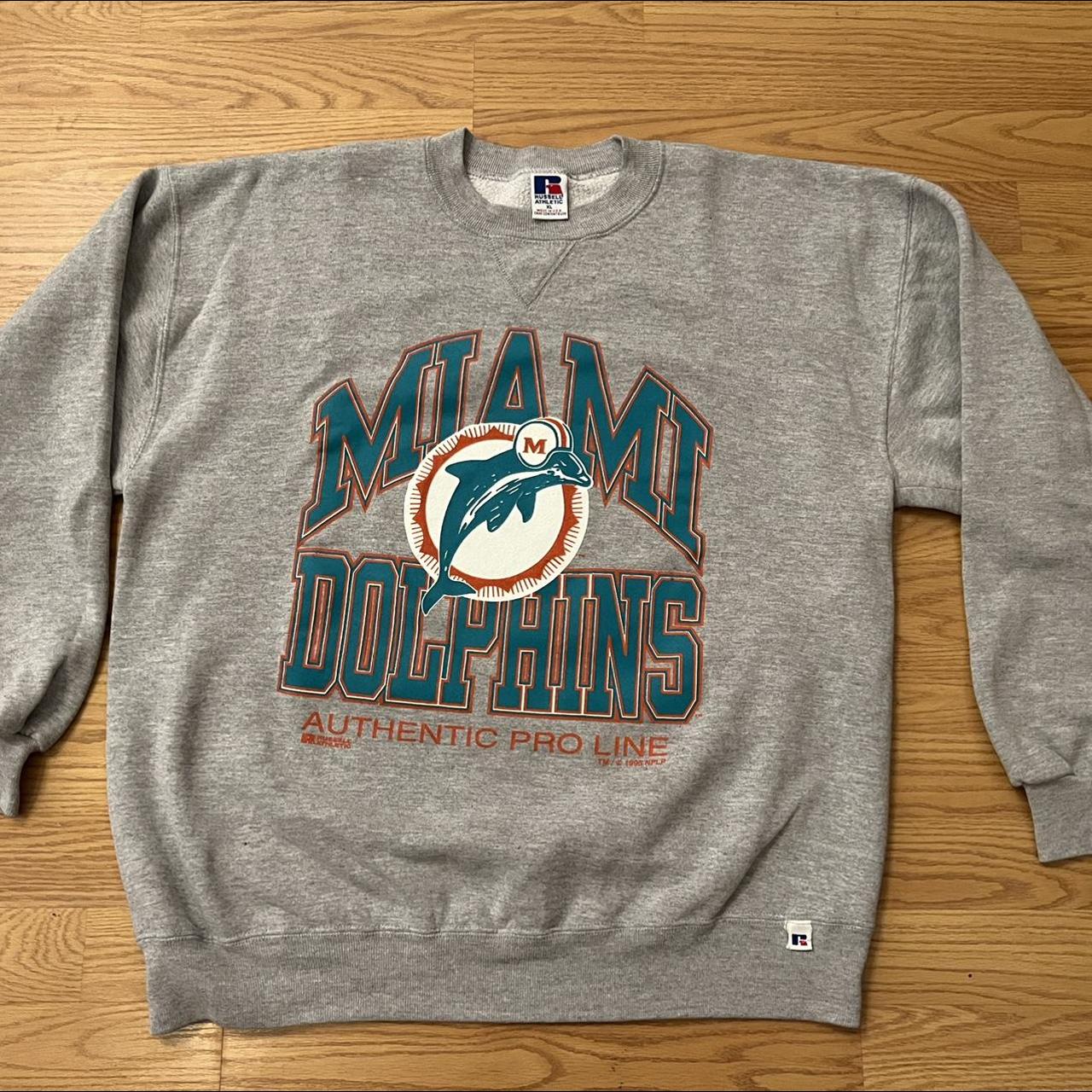 Vintage Russell Athletic Grey Miami Dolphins Crewneck Sweater