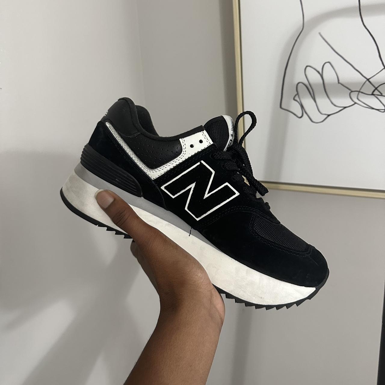 Black New Balance 574 platform sneakers Worn only a... Depop
