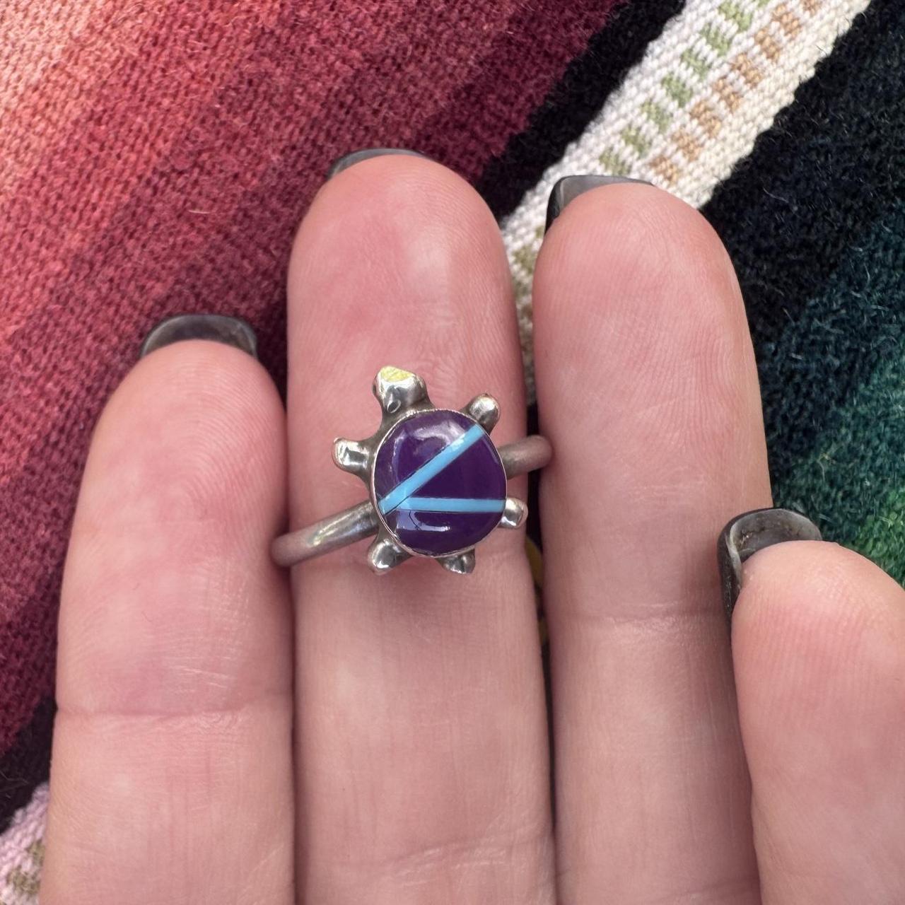 Women's Ring - Silver/Blue – Turtle Zigzag Ring S… - image 1