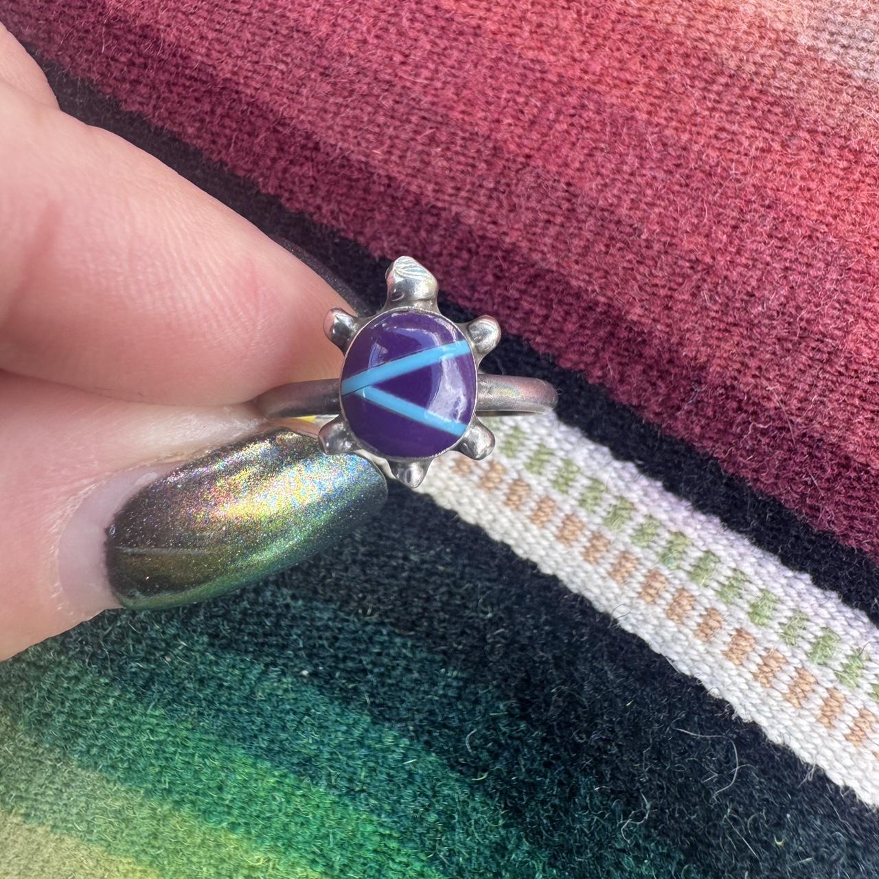 Women's Ring - Silver/Blue – Turtle Zigzag Ring S… - image 3