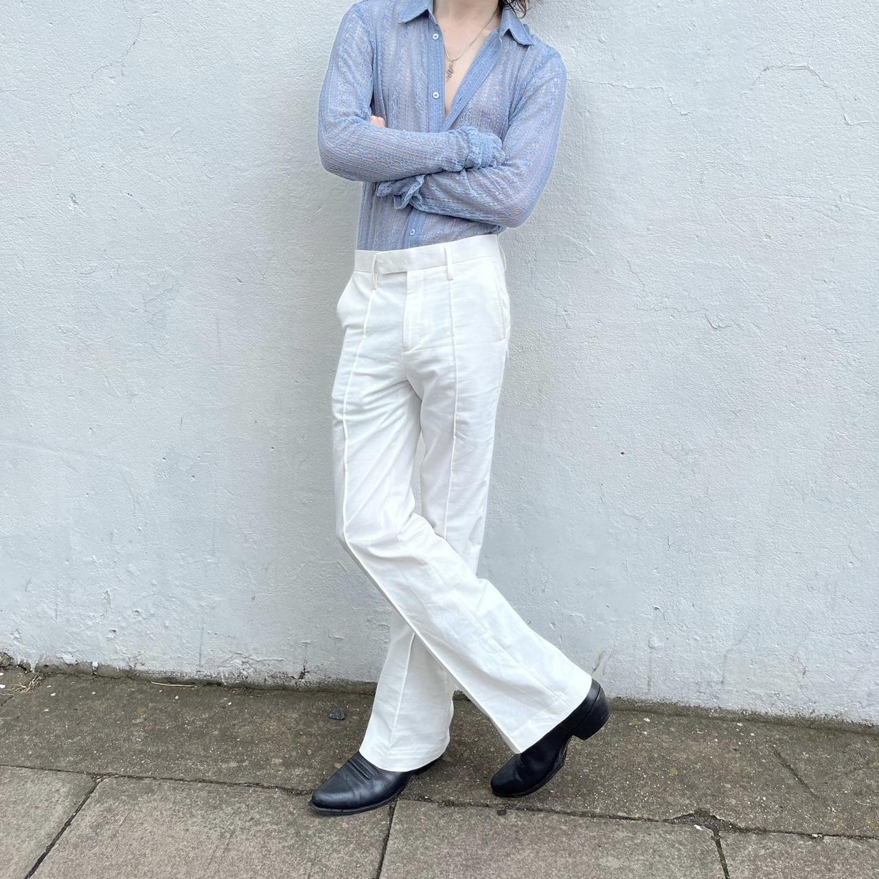 Phix Linen White Flares £155 new, only worn once... - Depop