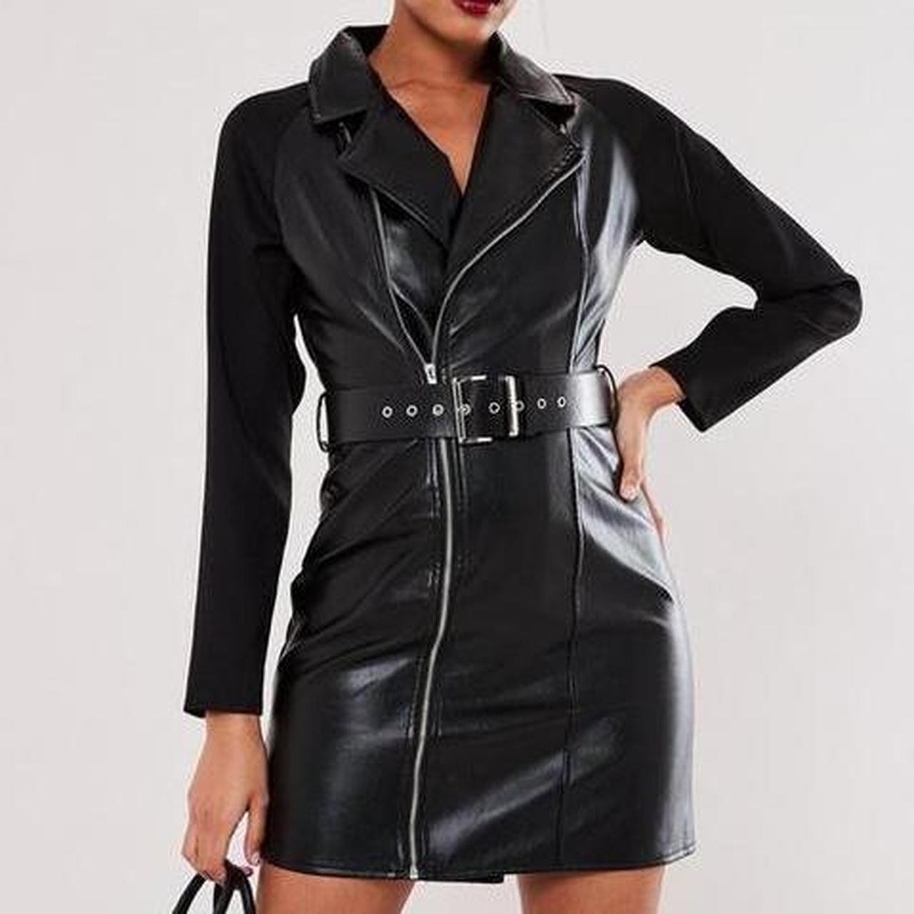 Black leather biker dress best sale