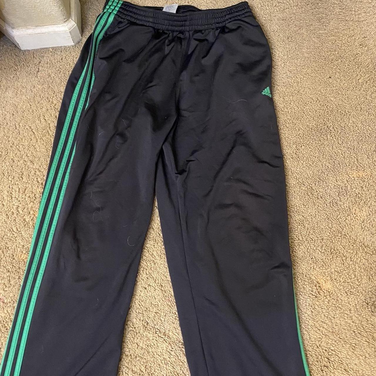 #adidas green stripes track pants size mens large. - Depop