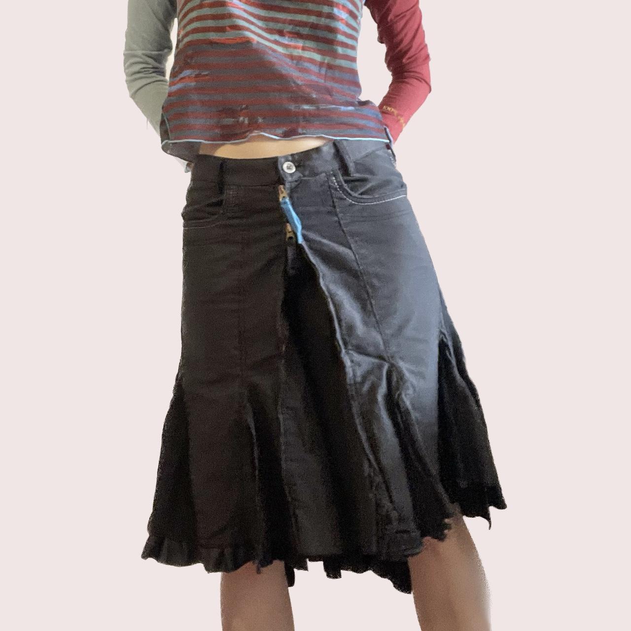 スカート Marithe + Francois Girbaud W STRING PLEATS SKIRT black Vintage Designer Marithé + François Girbaud Black Wool Panel