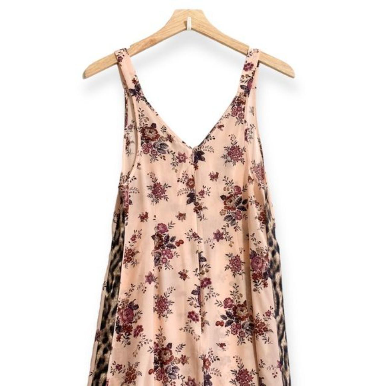 R13 Floral Silk Slip Dress with Leopard Side Depop