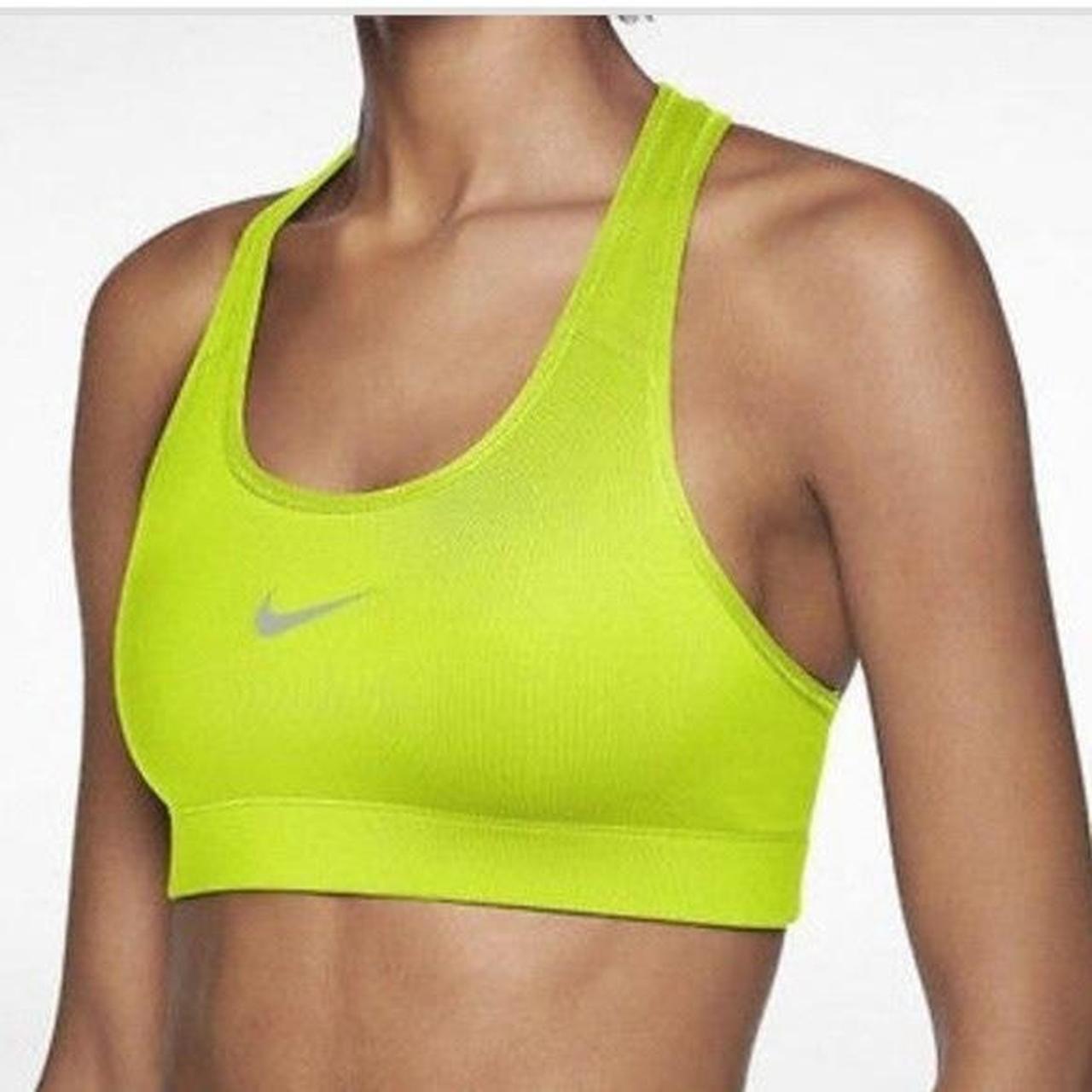 Nike sports bra neon yellow great for running or - Depop