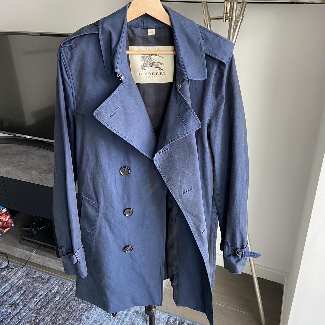 Men’s Navy Burberry Double Breasted Trench Coat.... - Depop