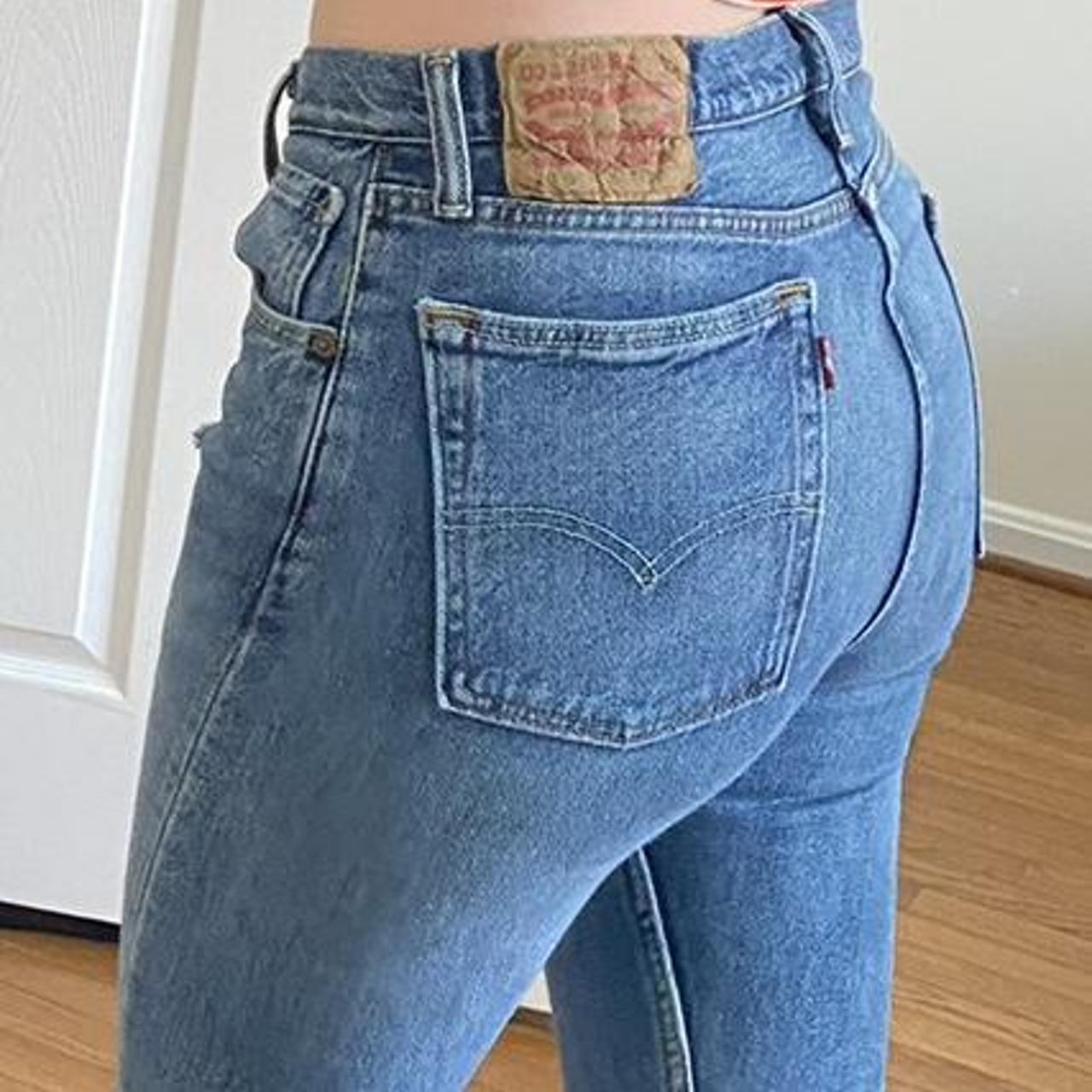 Medium blue distressed Levi s. Levi 510 30x30 with Depop