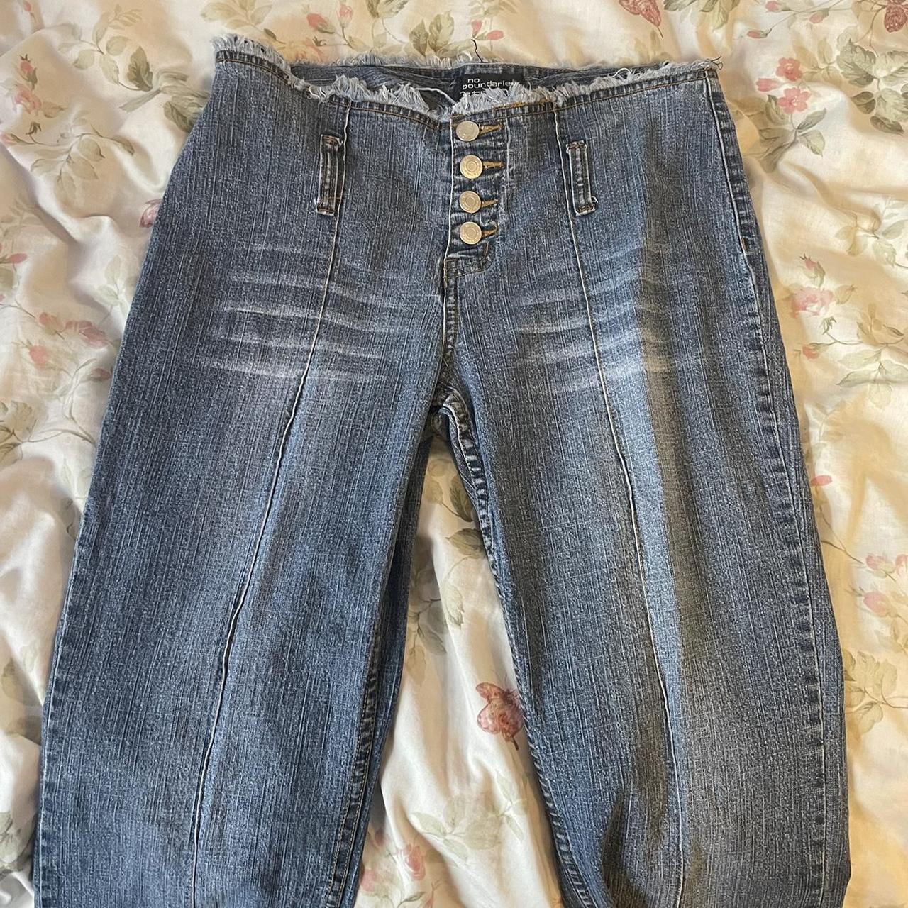 y2k low rise flare button up jeans! tag size junior... - Depop