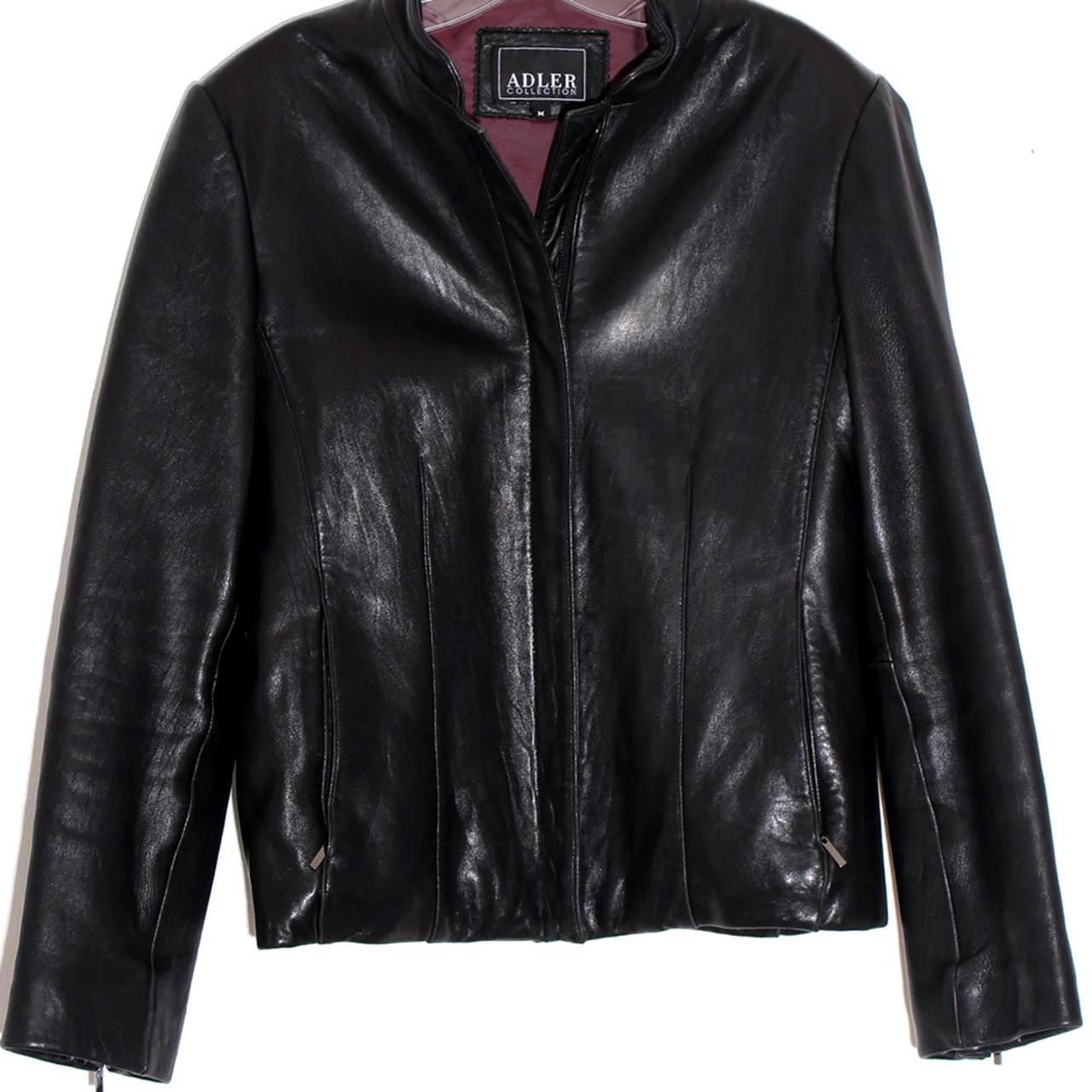 WOMENS VINTAGE BLACK LEATHER JACKET extremely high... - Depop