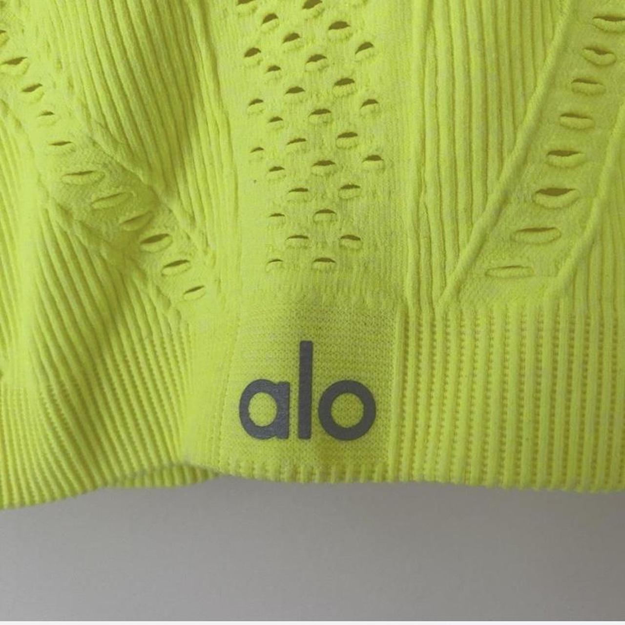 Alo Yoga Women's Lark Crop Top Yellow Small Brand | Depop