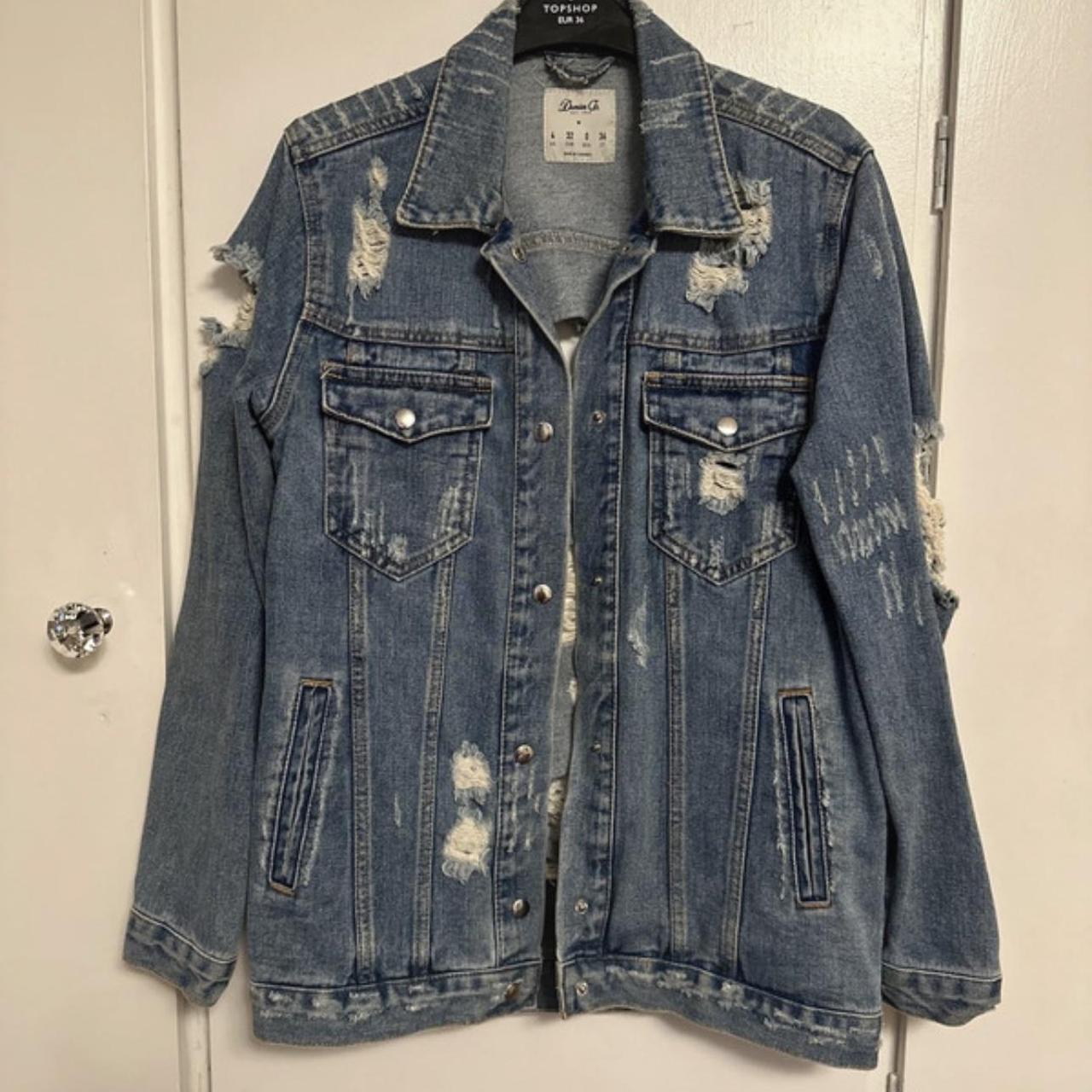 Primark oversized ripped denim jacket. Size 4