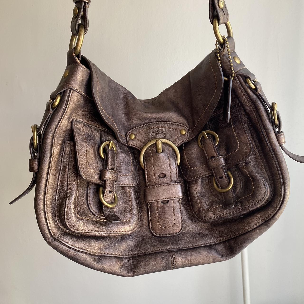 BROWN LEATHER COACH PURSE WITH GOLD DETAILING🤎🤎🤎🤎🤎🤎... - Depop