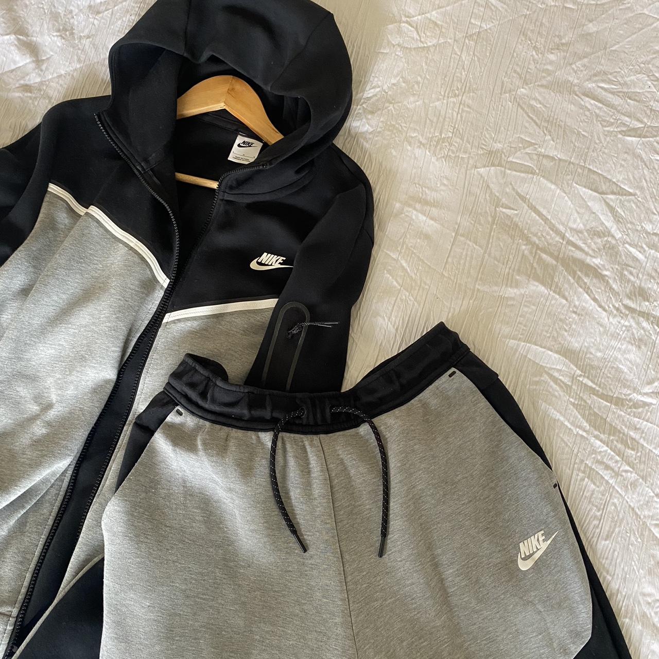 Rare Nike Tech Fleece Tracksuit Grey & Black Large... Depop
