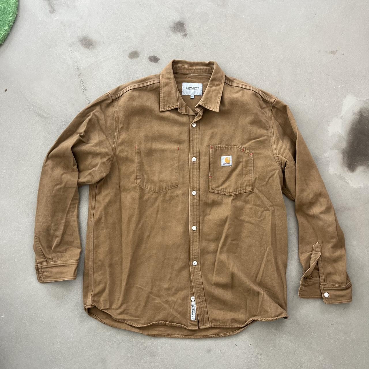 Carhartt WIP heavy duck canvas work shirt / worn in... - Depop