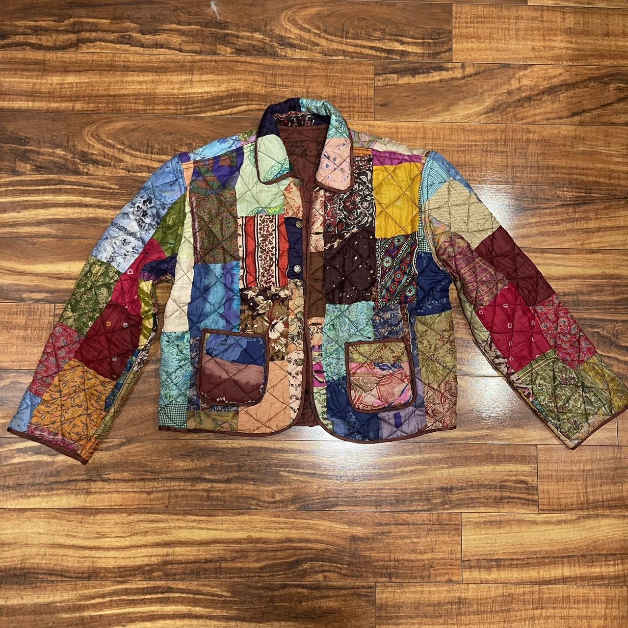 Vintage Reversible Art Zen Quilted Patch Work... - Depop