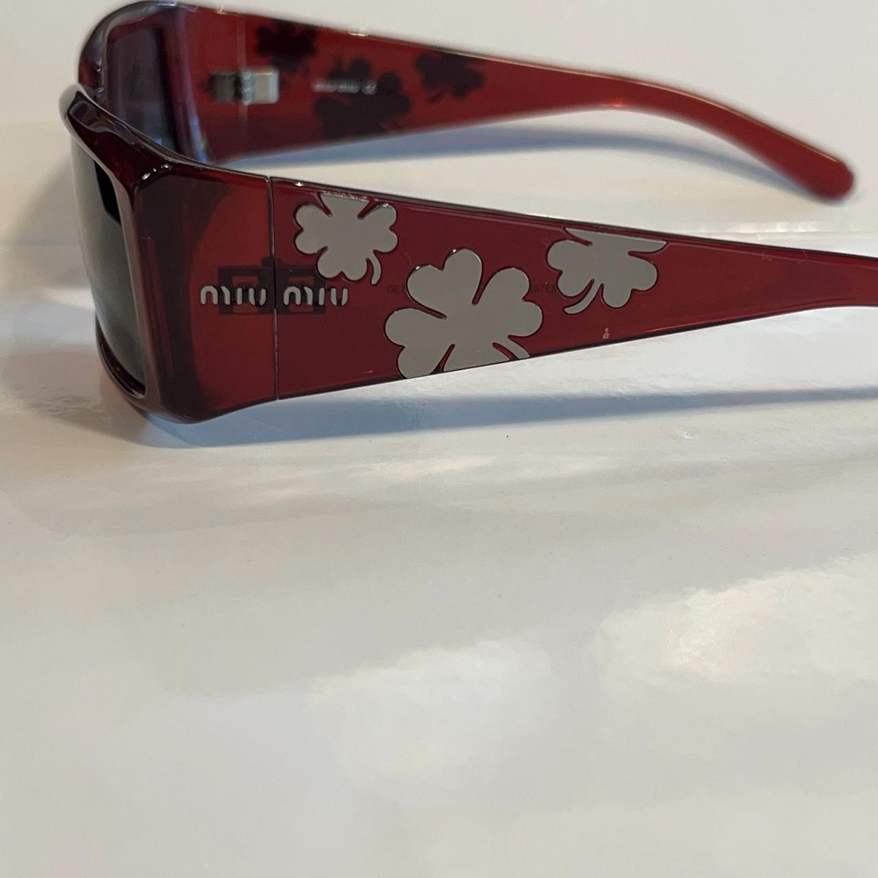 Miu Miu Burgundy Chunky Mirror Leaf Logo - Depop