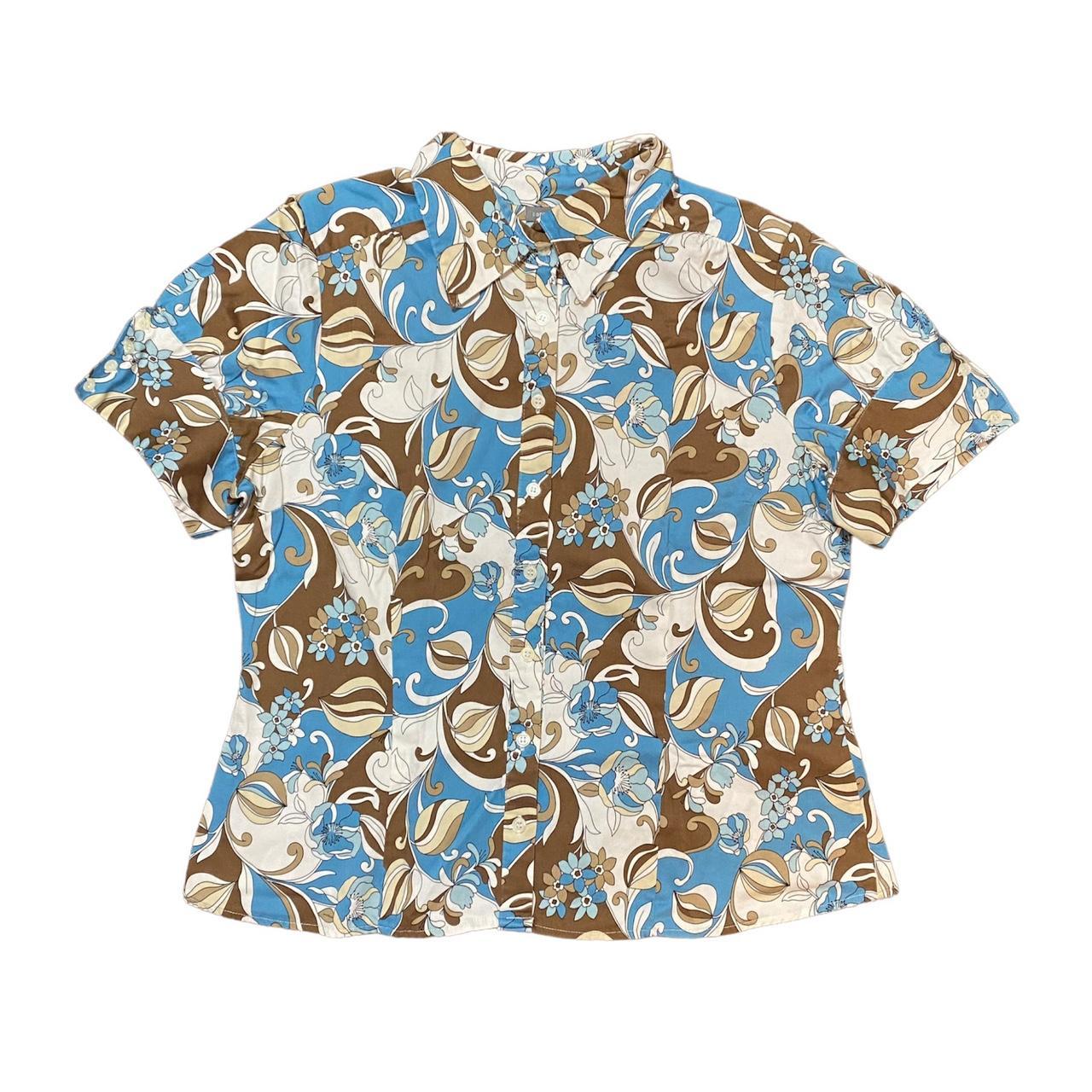 Apt. 9 Women's Blue and Brown Shirt Depop