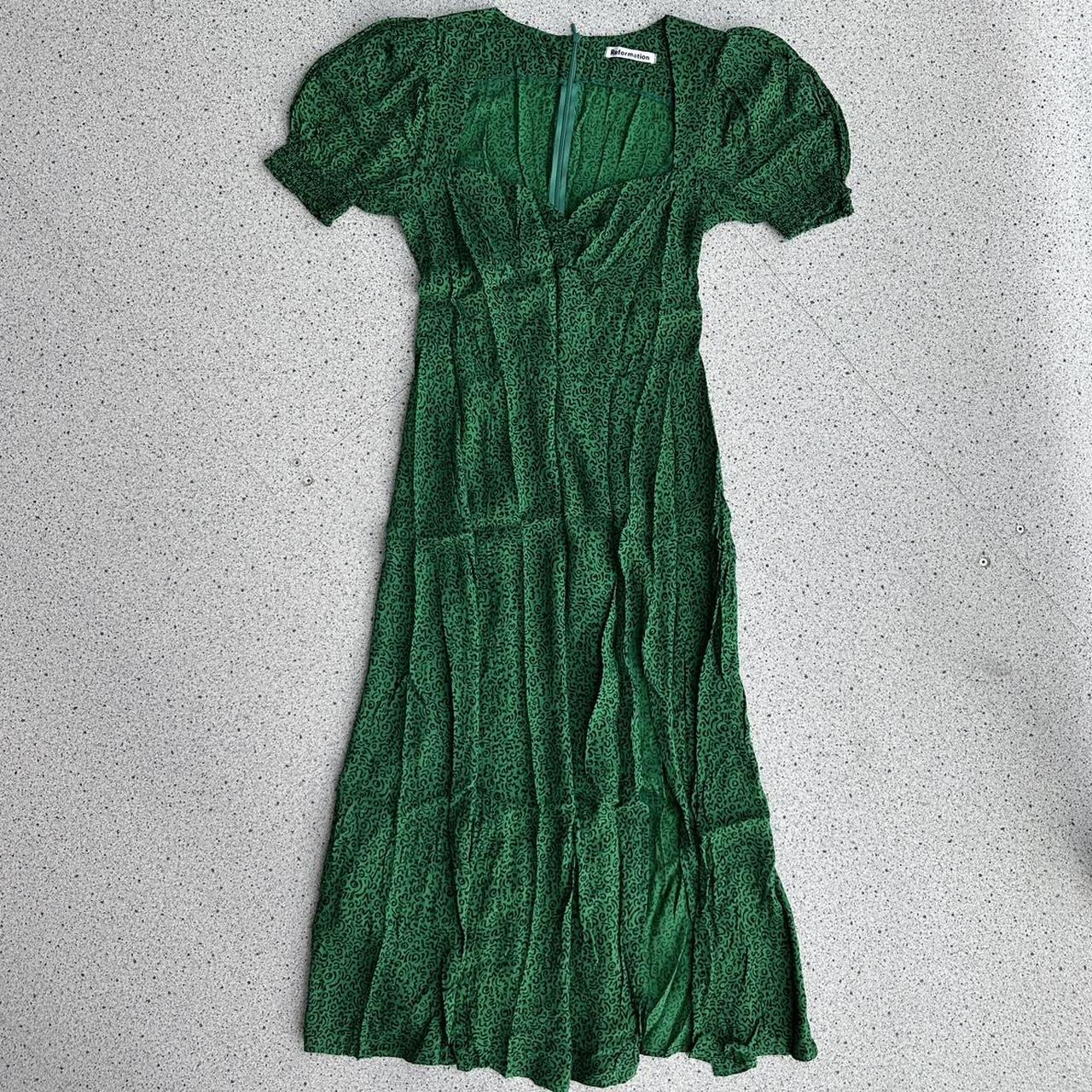 Reformation 'Lacey' jitterbug green dress. Size US... - Depop