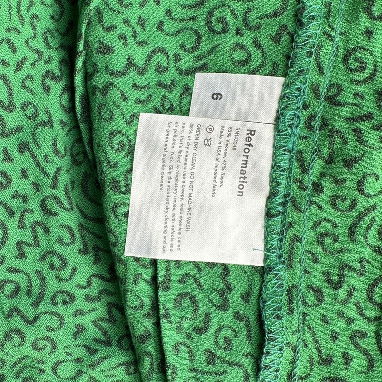 Reformation 'Lacey' jitterbug green dress. Size US... - Depop