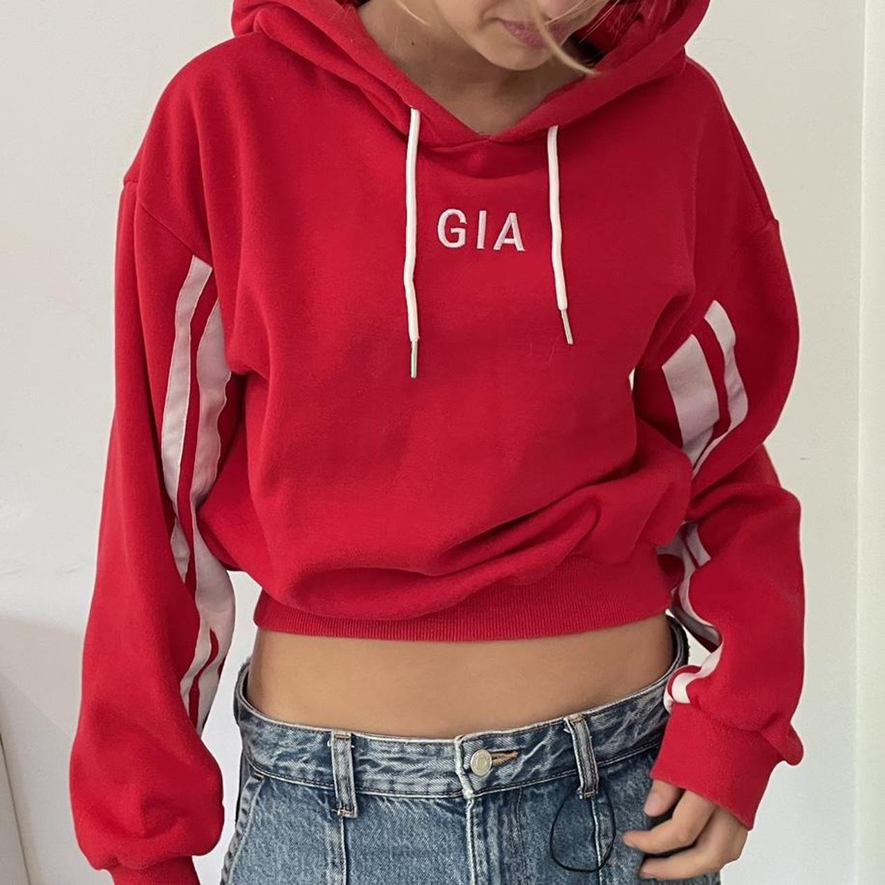 OG I am gia red cropped hoodie Size XS has... - Depop