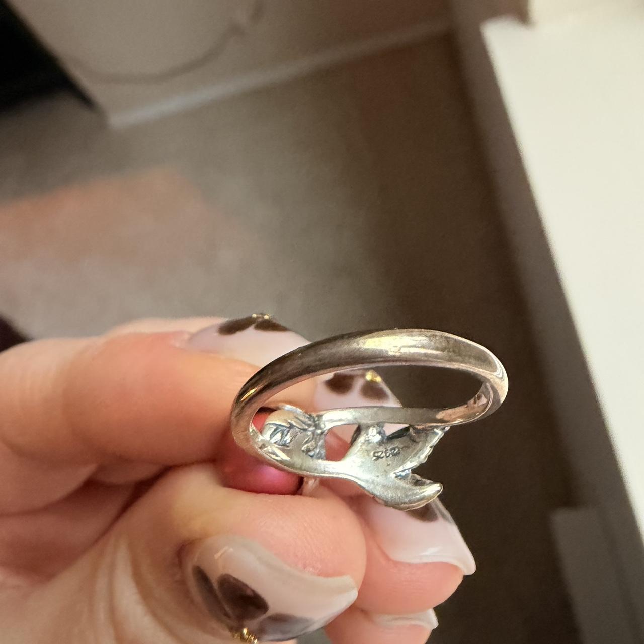 Women's Ring - Silver/Multi – silver leaf ring wi… - image 3