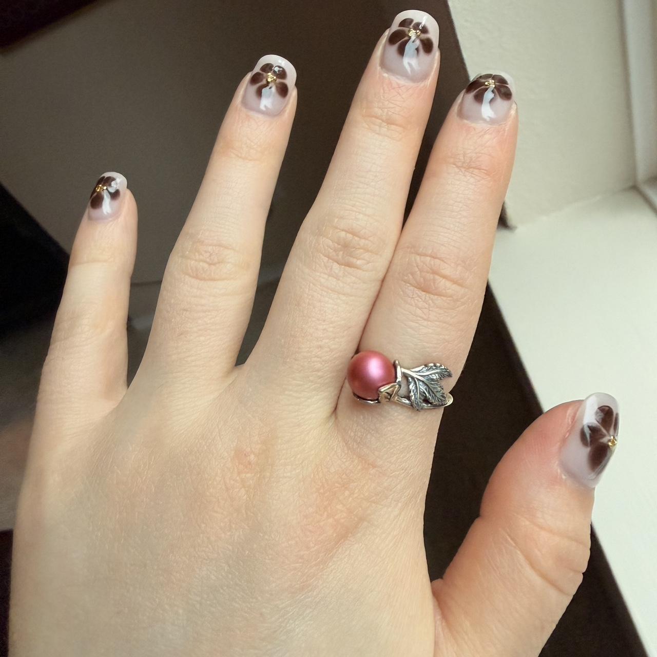 Women's Ring - Silver/Multi – silver leaf ring wi… - image 2