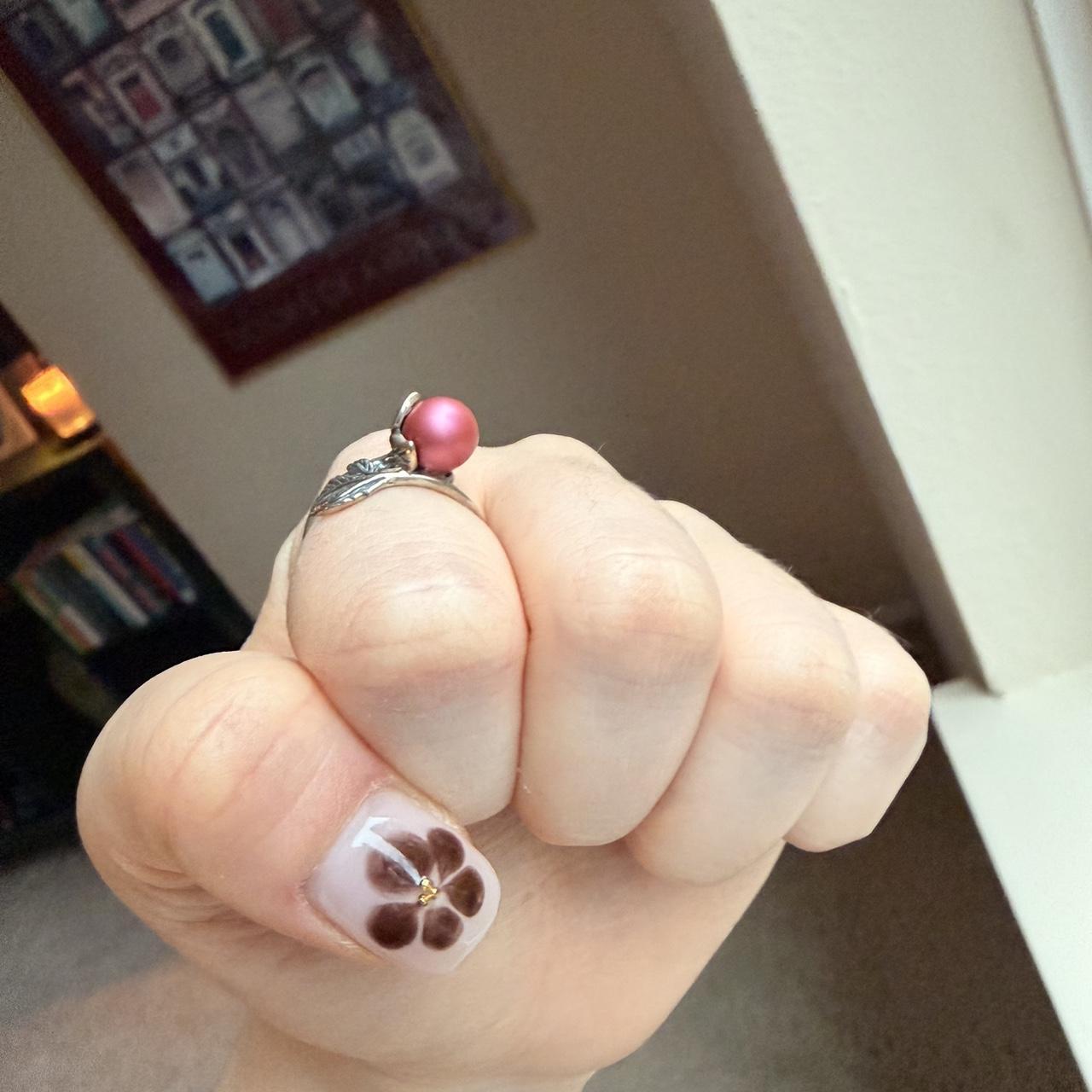 Women's Ring - Silver/Multi – silver leaf ring wi… - image 5