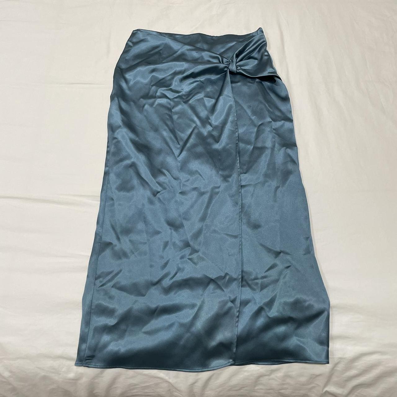 Blue Satin Skirt - Depop
