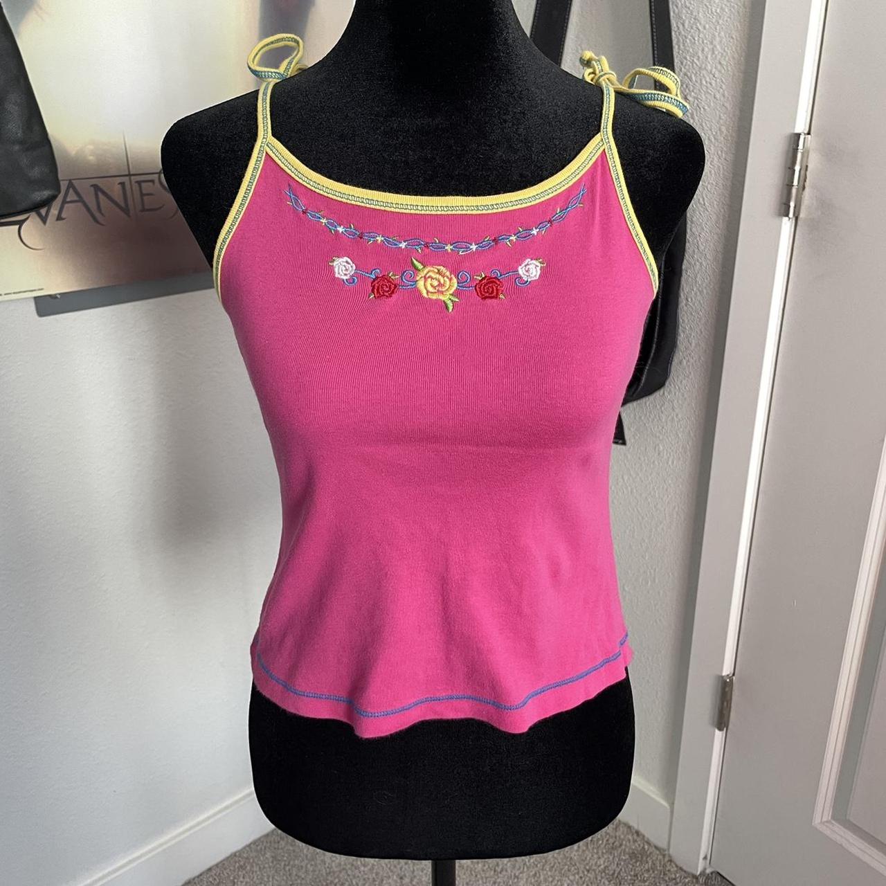 L.e.i. Women's Pink and Yellow Vest | Depop