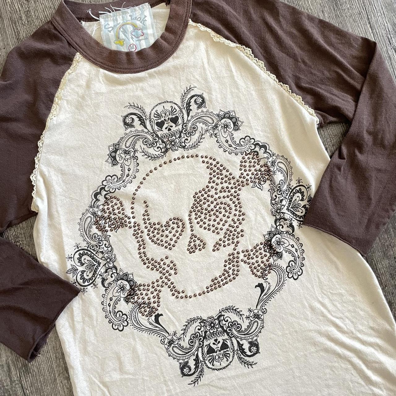 トップス 00s GOA hooded linen shirt Y2K archive Vintage Y2k Short Sleeve Hooded Top - Olive Green, Flower