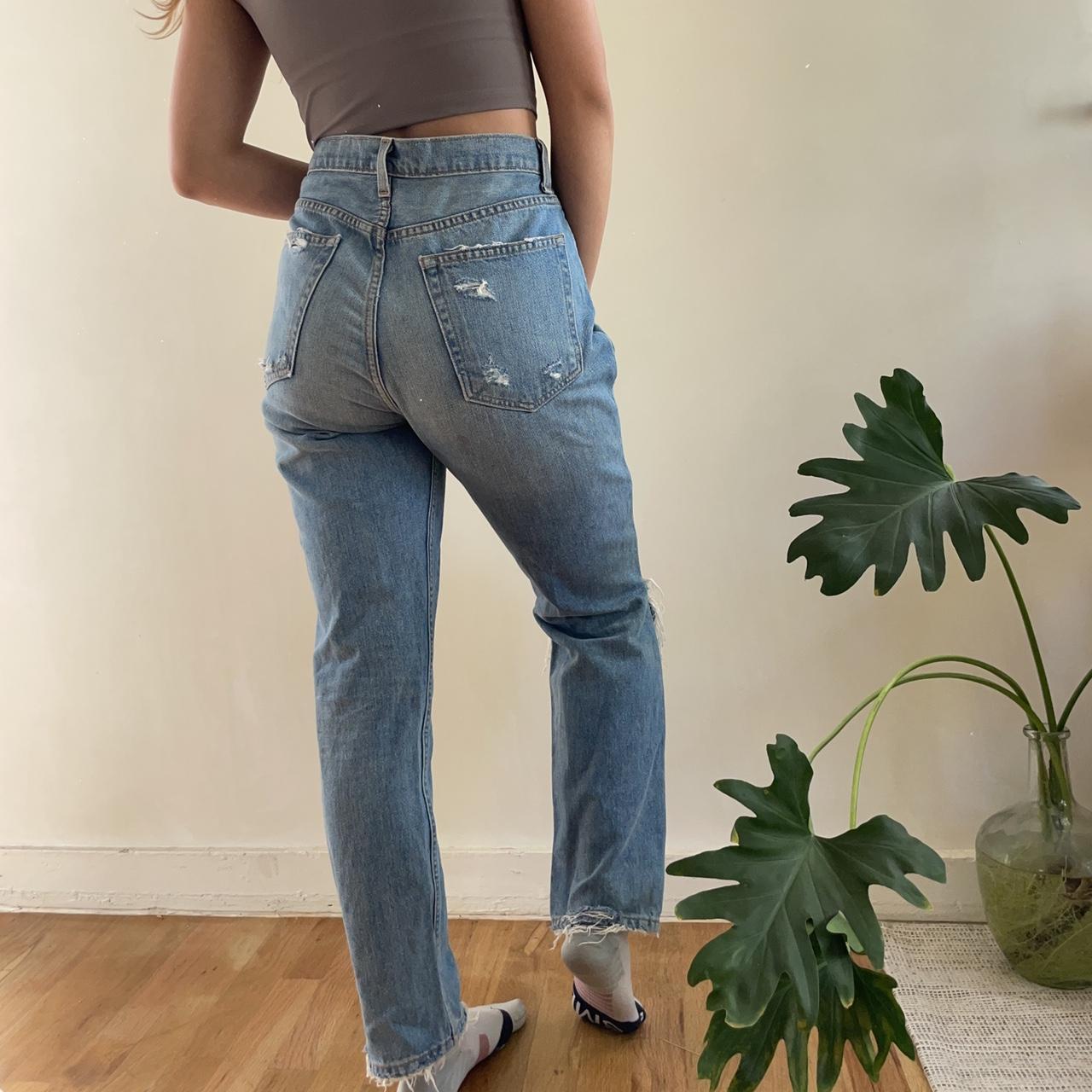 Reformation Women's Blue Jeans | Depop