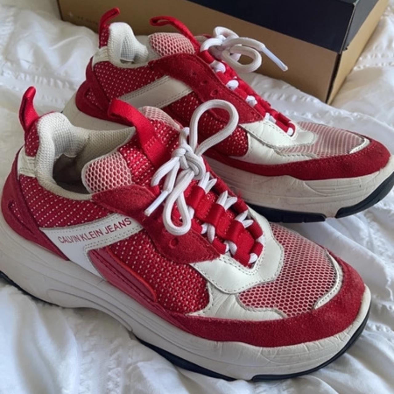 Calvin Klein Jeans Maya red and white trainers Size