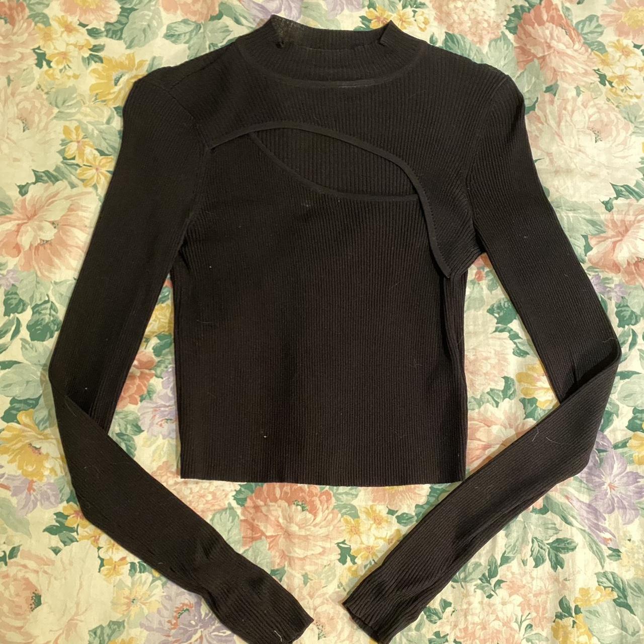 Zara cut out ribbed black long sleeve top Really... - Depop