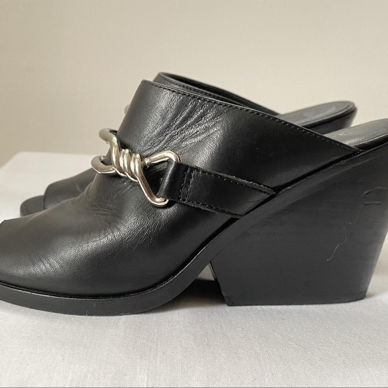 All Saints Ayita black leather mule clog shoes.... - Depop