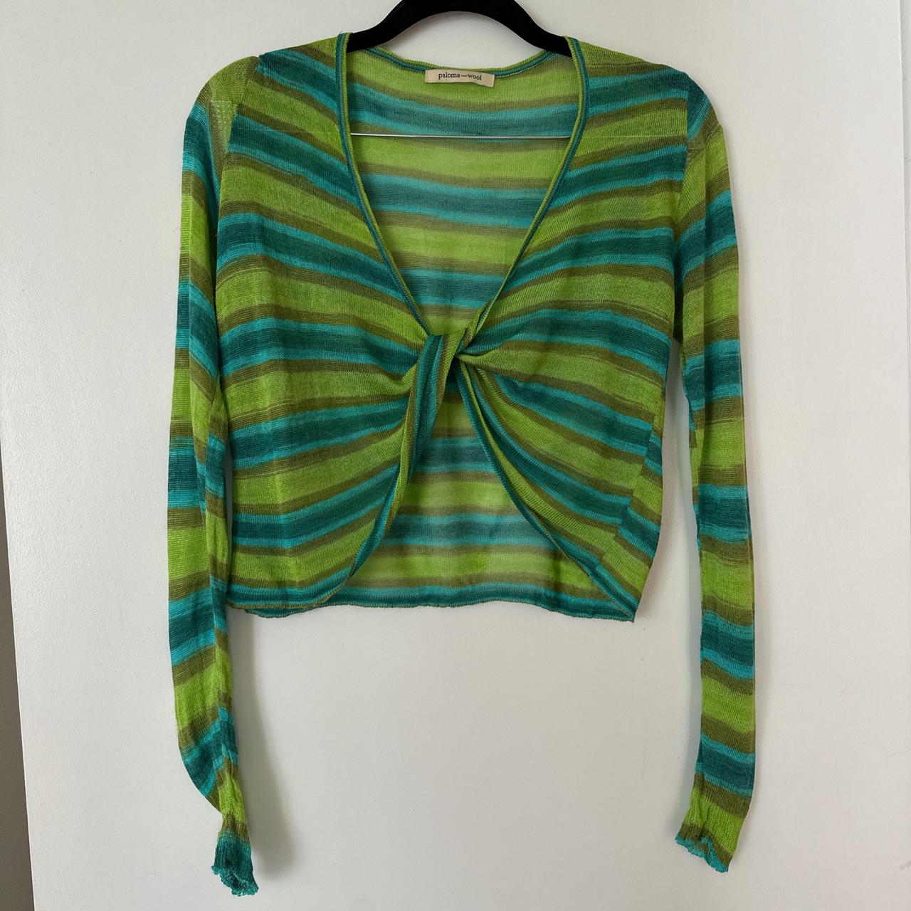 【新品未使用】paloma wool カットソー green Paloma Wool Green Swirl Button Down Top #PalomaWool | Depop
