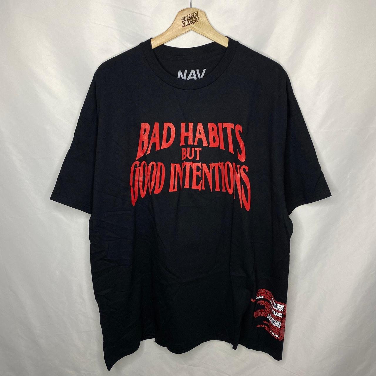 Nav x VLONE Bad Habits Good Intentions Hip Hop Rap Tour 2024 Merch Tee in Black L