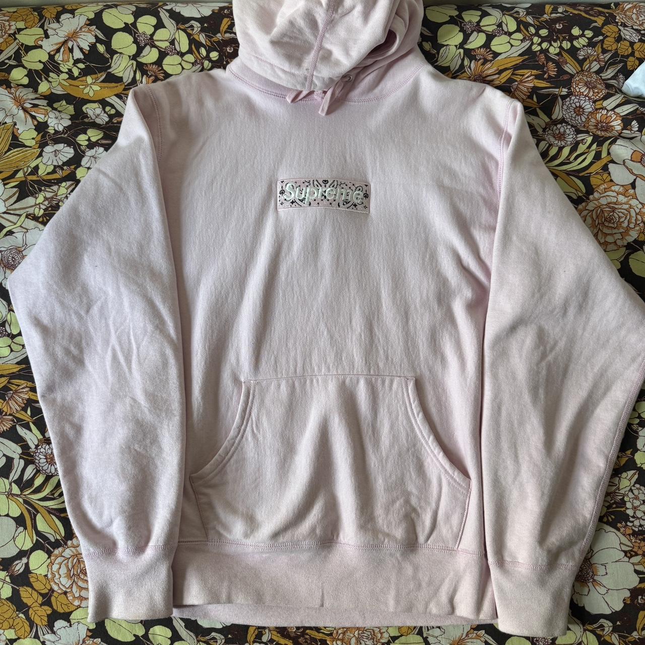 Pink Supreme Paisley Box Logo Hoodie. Great. Depop