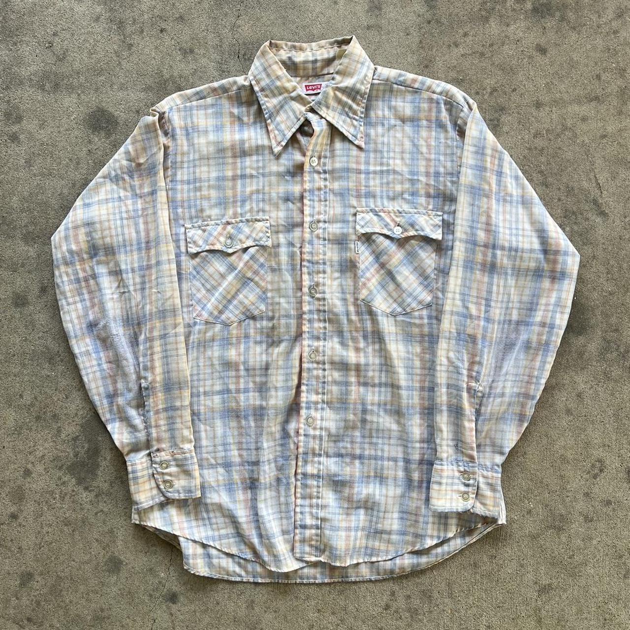 Vintage 80s Levis Plaid Button Up Shirt. Fits... - Depop