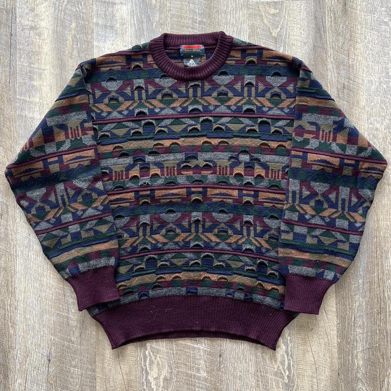 Vintage 90s Colorful Wool Knit Sweater. No major... - Depop