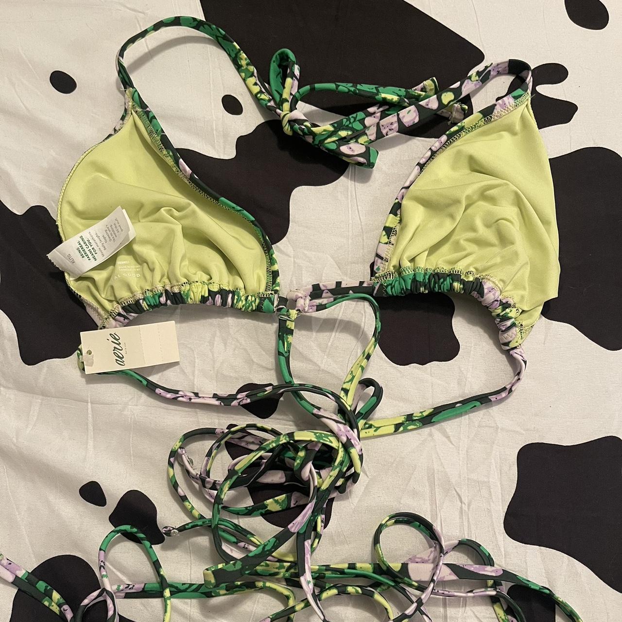 Aerie Women's Green and Purple Bikini-and-tankini-tops | Depop