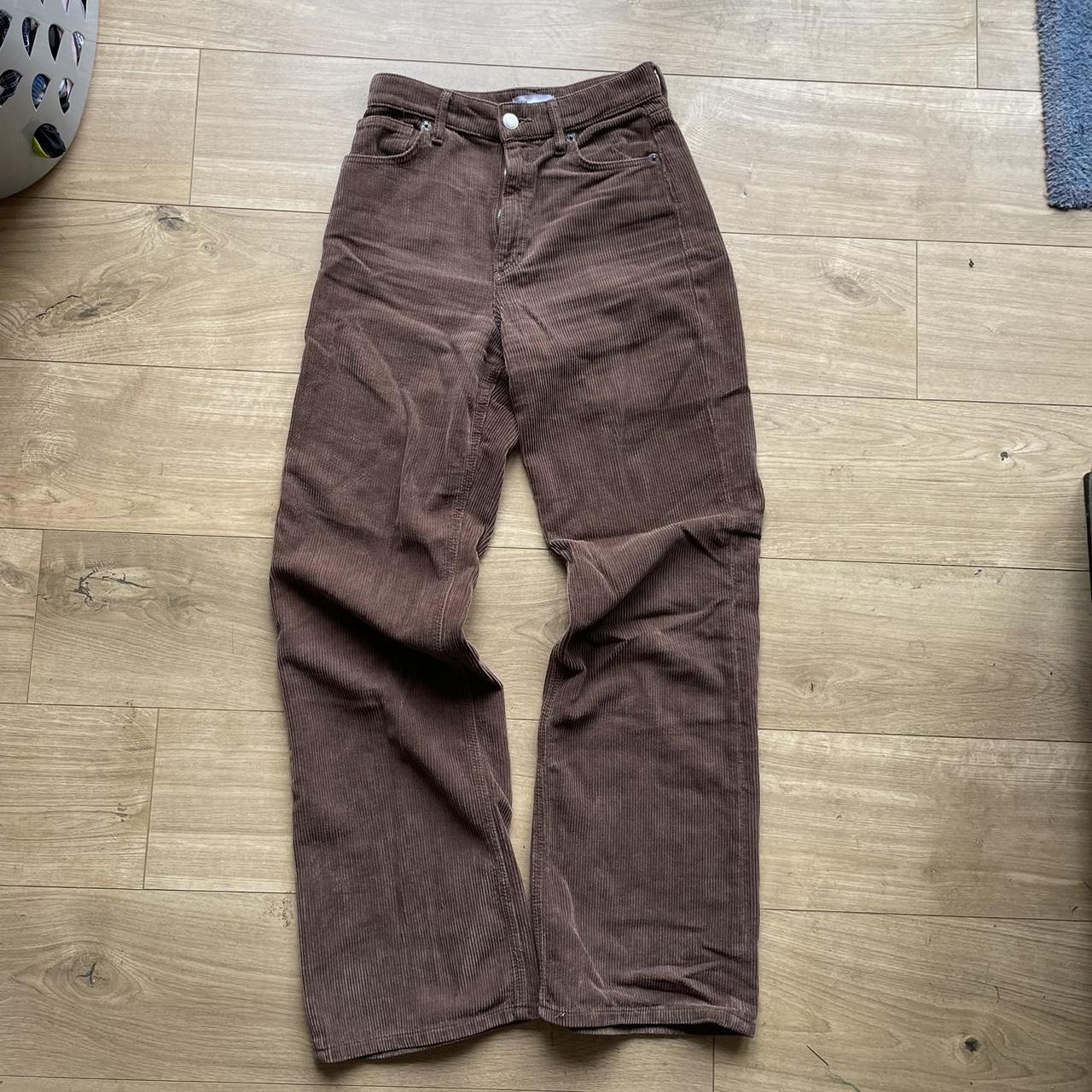 Zara wide leg brown corduroy trousers Size S Great... - Depop