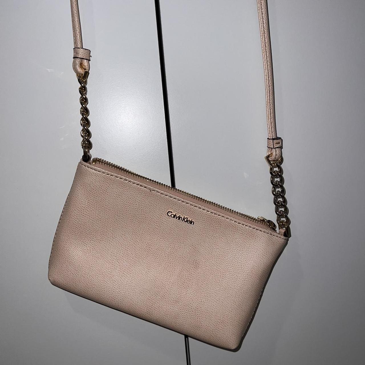 Calvin Klein Saffiano Domed Chain Crossbody - Depop