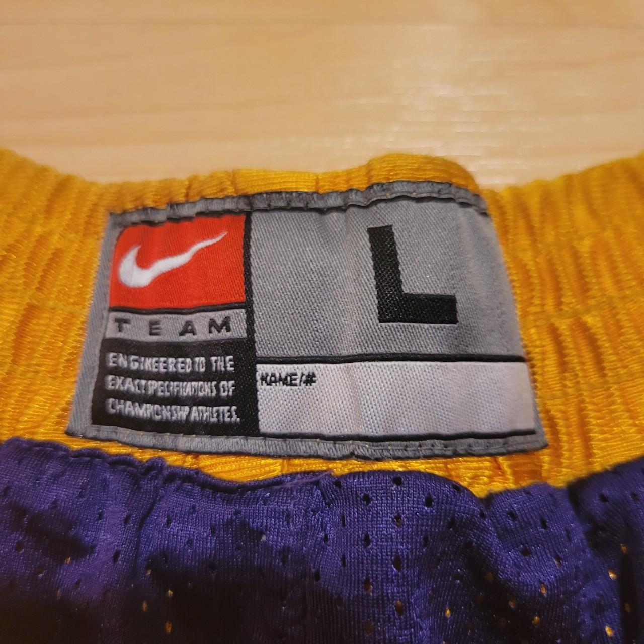 Repop Vintage purple and yellow Lakers jersey shorts - Depop