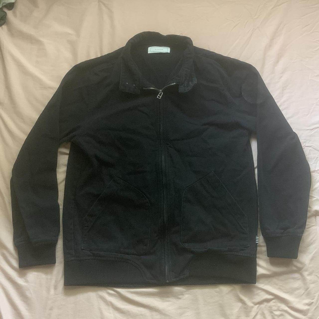 Black denim canvas jacket Slightly faded due to... - Depop