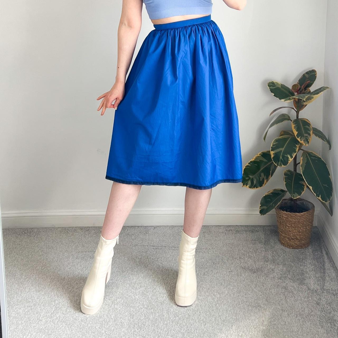 Beautiful vintage cobalt blue skirt with gathered... Depop