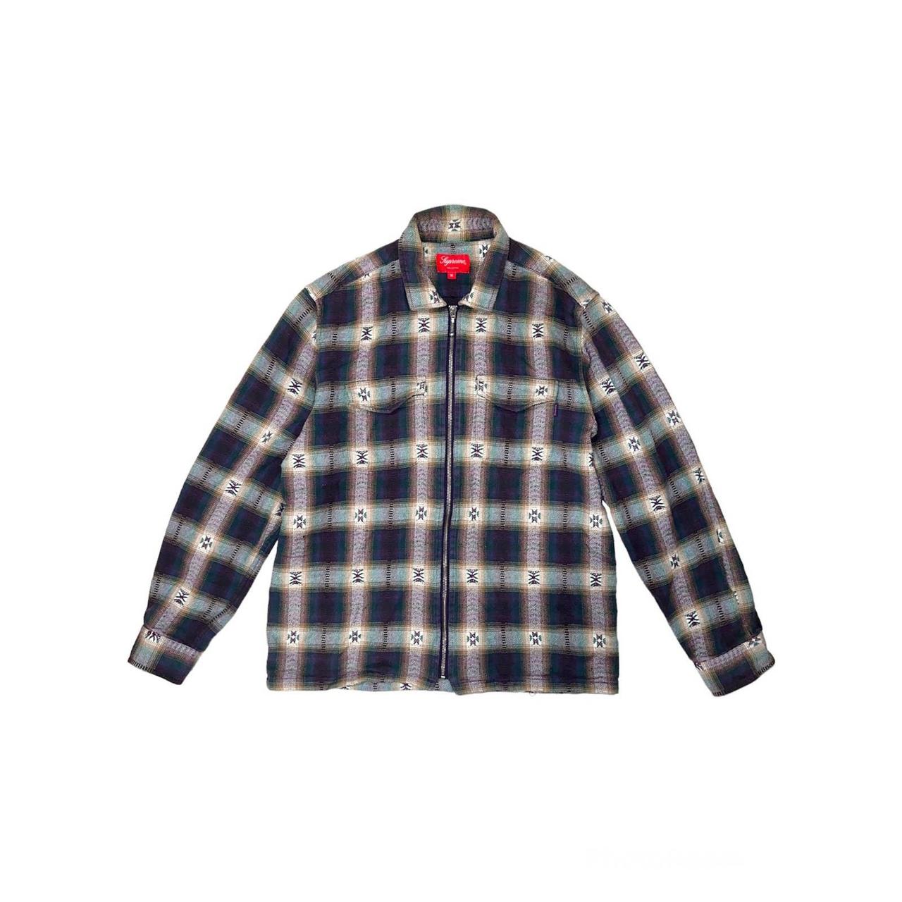 Supreme Plaid Zip Up Flannel Shirt Perfect condition - Depop