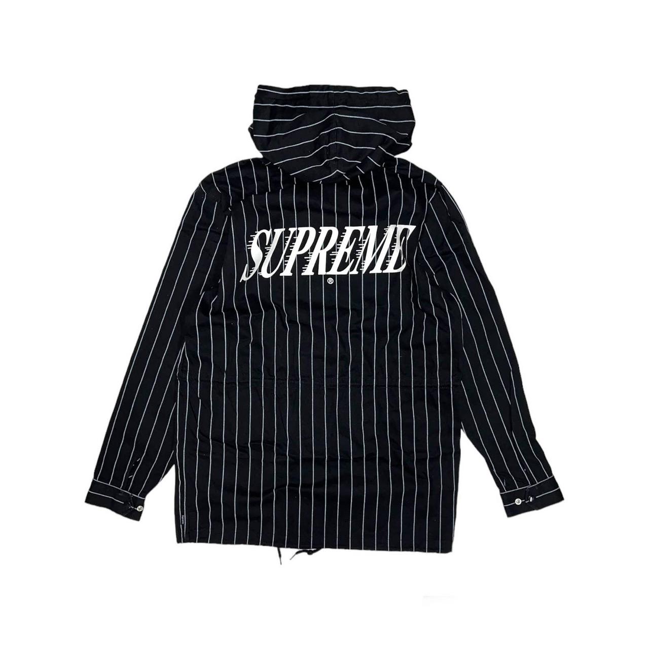 Supreme Pinstripe Twill Logo Parka, Perfect condition