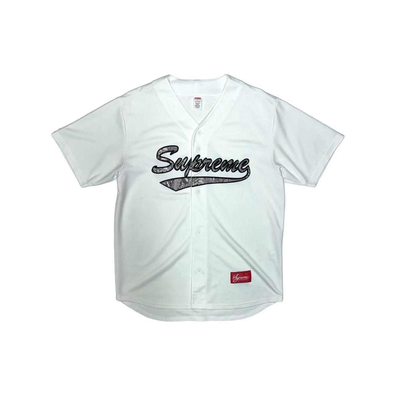 NEW Supreme FW17 Snake Script Logo Baseball Jersey - Black Size Medium -  box ss