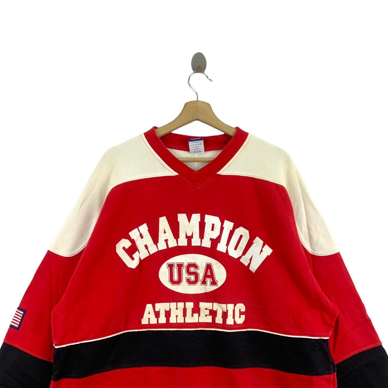 Vintage CHAMPION USA ATHLETIC Striped V Depop